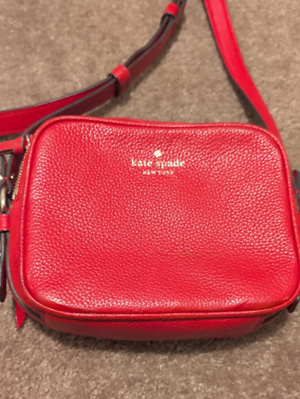 kate spade red Pebbled Leather Small Crossbody
